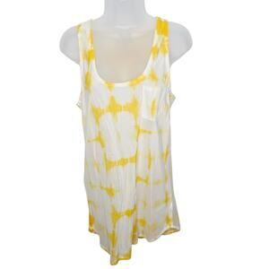 Gap Yellow Tie Dye Cotton/Silk Blend Tank Top Women's M Sleeveless boho Summer
